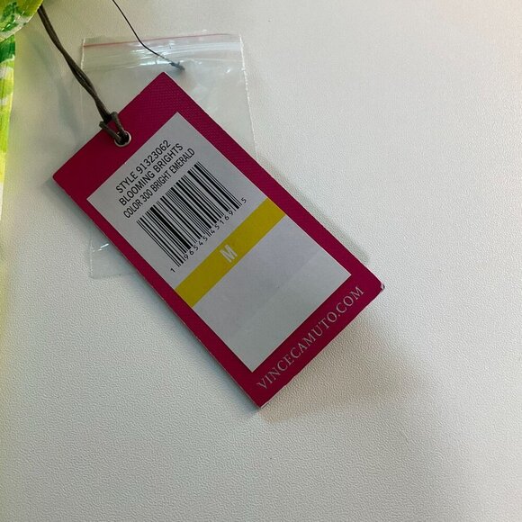 Vince Camuto Womens Floral Ruffle Flutter Short Sleeve Blouse Green Size Medium - Picture 10 of 10